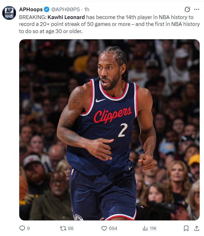 伦纳德绝杀锁定胜局 创NBA历史纪录